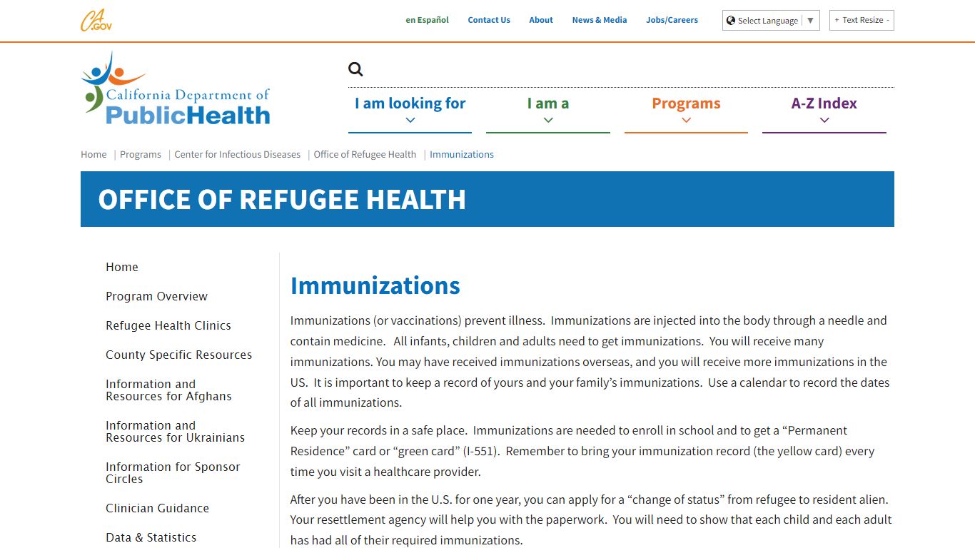 Immunizations - California Department of Public Health